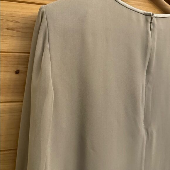 Vintage Kay Unger Size 10 Silk Long Sleeve Chiffon Overlay Knee Length Dress - Picture 10 of 14